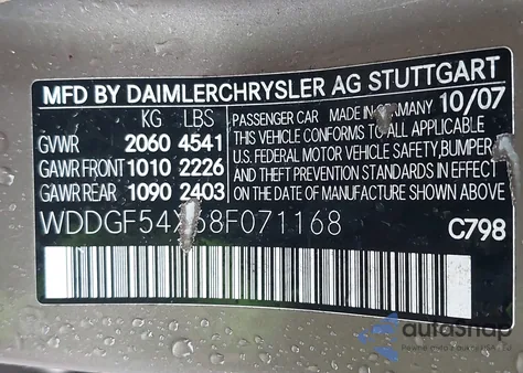 2008 Mercedes-Benz C 300 Luxury/Sport z USA, uszkodzony, nr VIN WDDGF54X68F071168